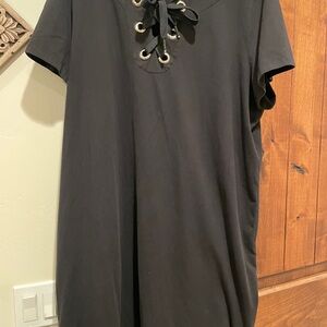 Calvin Klein Black Lace-Up T-Shirt Dress
